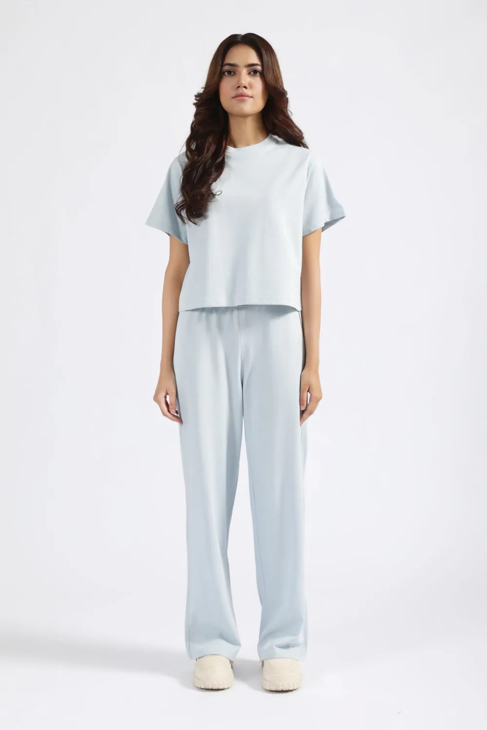 High-Waisted Pants Reflective accents TEXTURED BOX FIT TEE