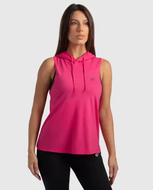 Sleeveless Hoodie in Pink Mountain Tagless Design