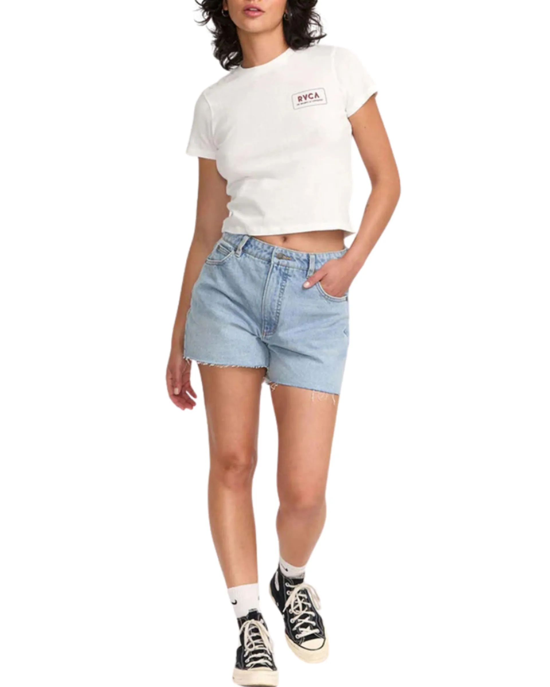 Pacific Denim Shorts - Bleached Indigo Retro Style