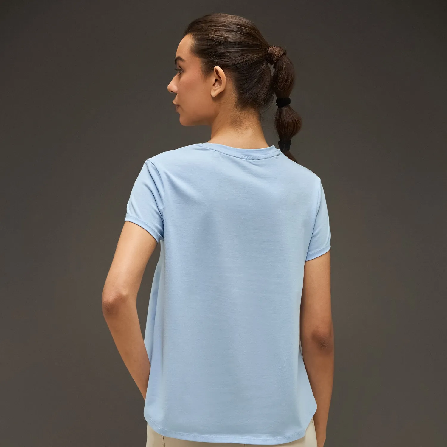 Body Free Women Essential Flared Cotton T-Shirt Light Blue