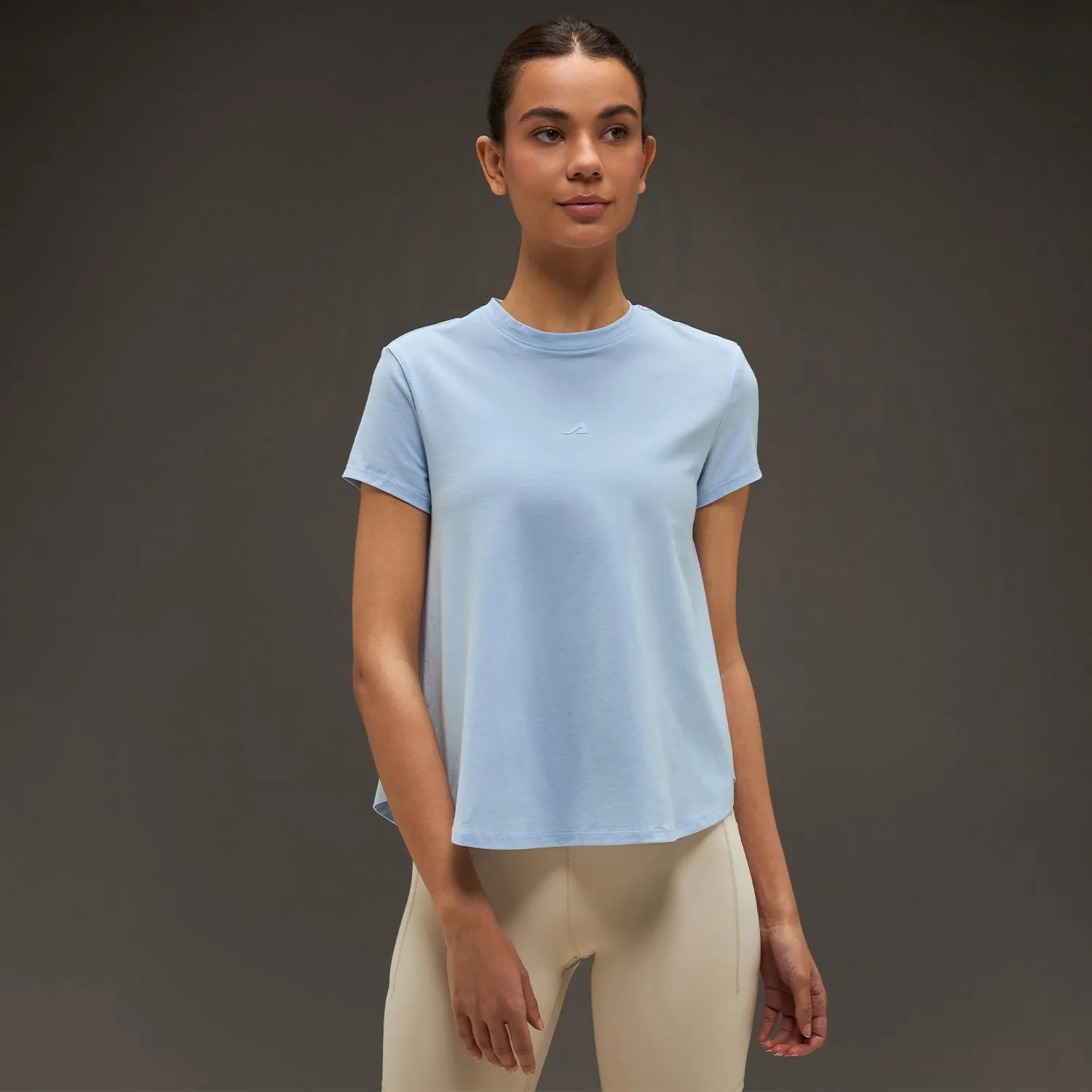 Women Essential Flared Cotton T-Shirt Light Blue Charm Core