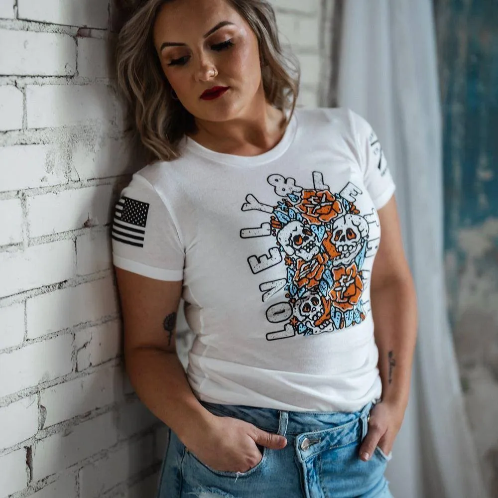 Simple Yet Cozy Organic Cotton Construction Women's Lovely & Lethal Slim Fit T-Shirt - White
