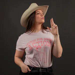easy to pair Sleek Style Women's Looking For Action Boyfriend Fit T-Shirt - Light Pink