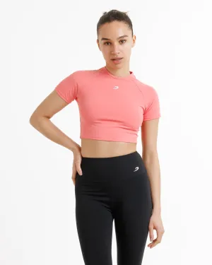 Sporty Jacket QuickAccessPockets Training Short Sleeve Crop Top - Pink