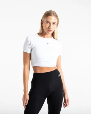 Sport Glow Training Short Sleeve Crop Top - White