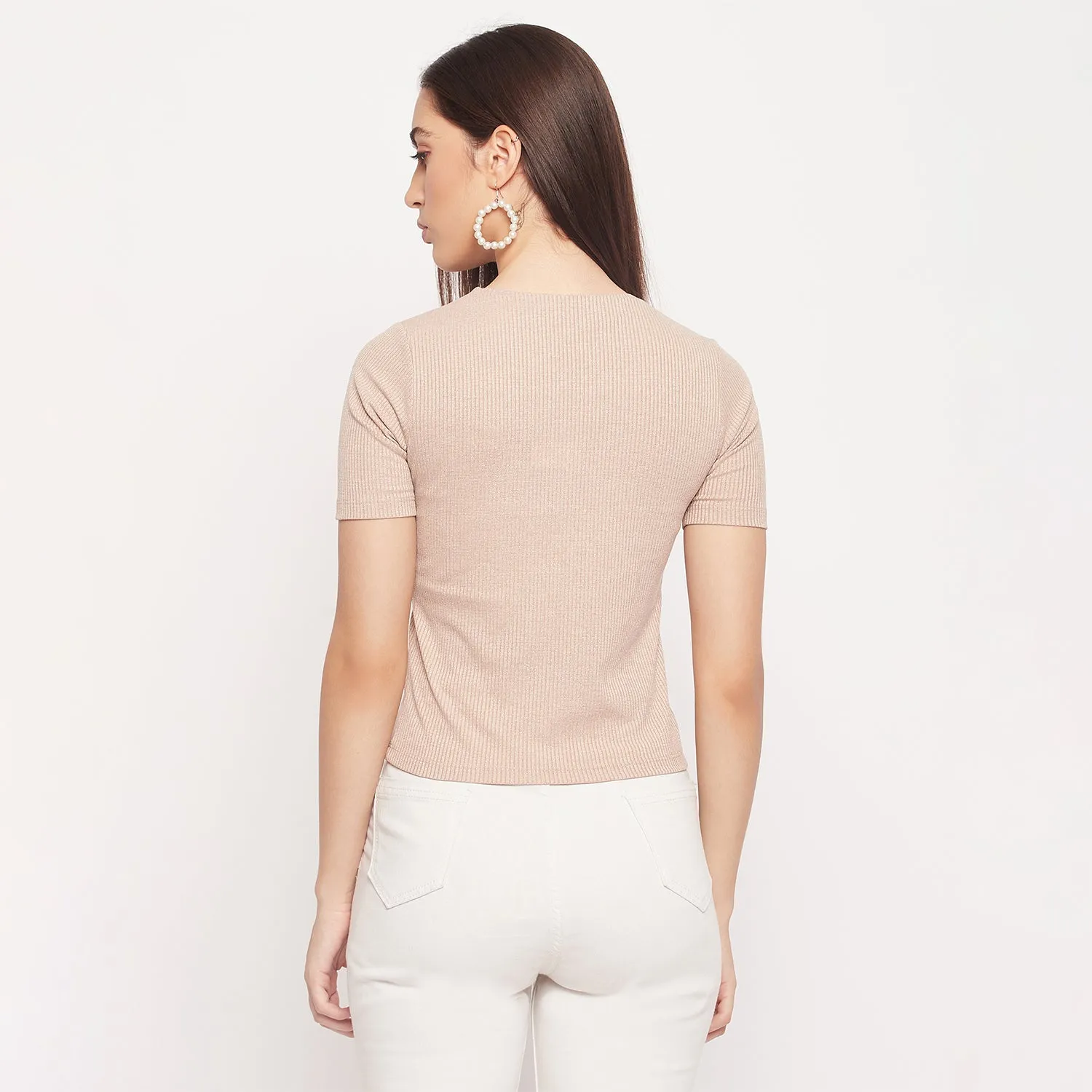 Madame Keyhole Detailed Beige Top Strong Glow