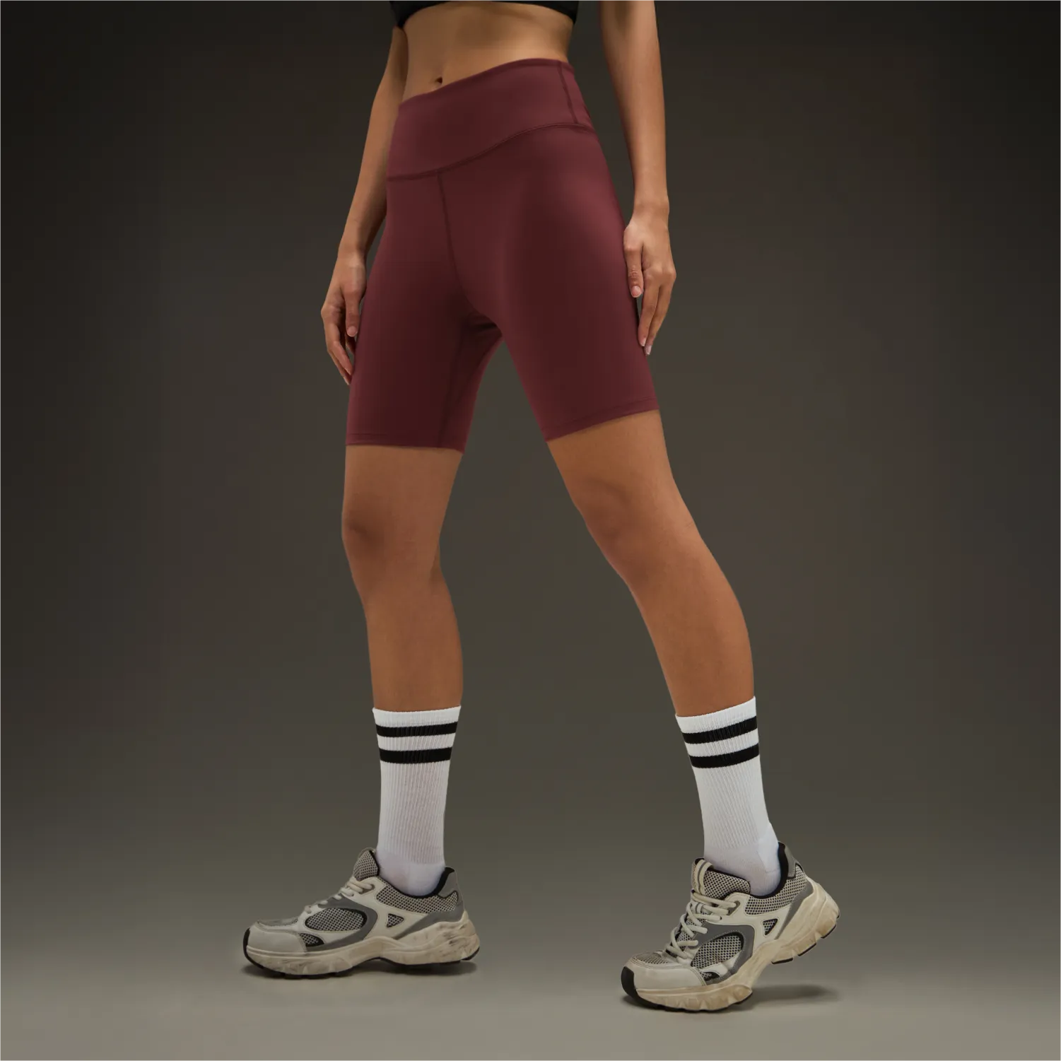Women Align Shorts Burgundy Machine-washable