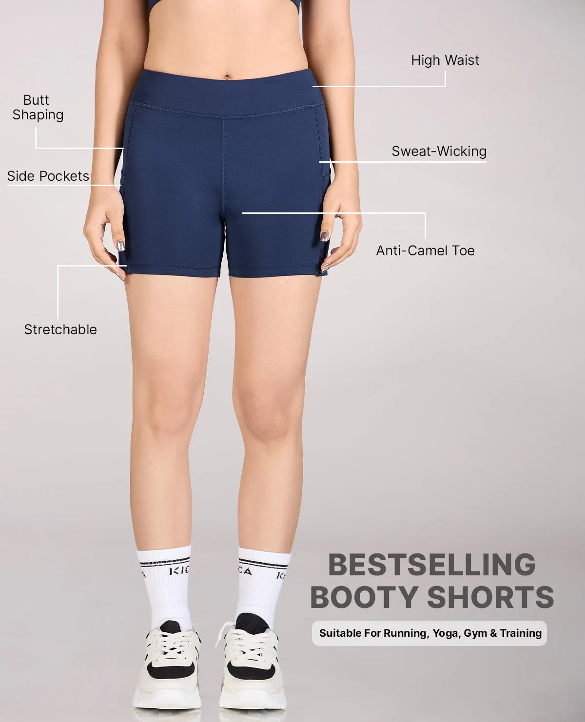 High Waisted Second SKN Booty Shorts Travel Fit Machine washable