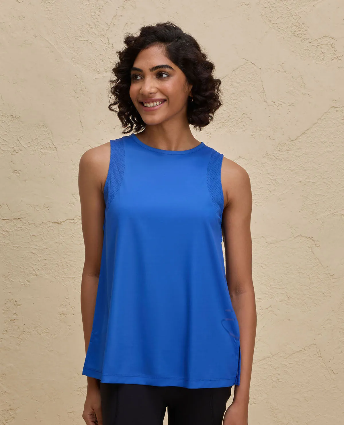 Multi Panel Construction Multipurpose Design Nykd By Nykaa Quick Dry Stylised Tank Top  Longline -NYK034-Bright Blue