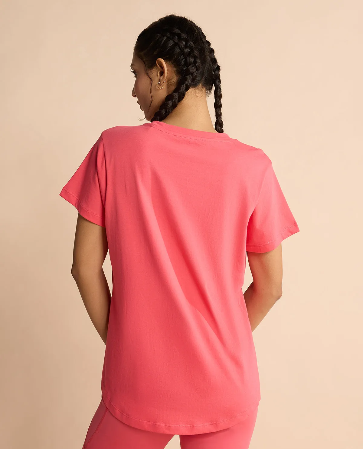Women Solid Cotton Essential Hip Covering Top Apple Minimal Comfort Wear