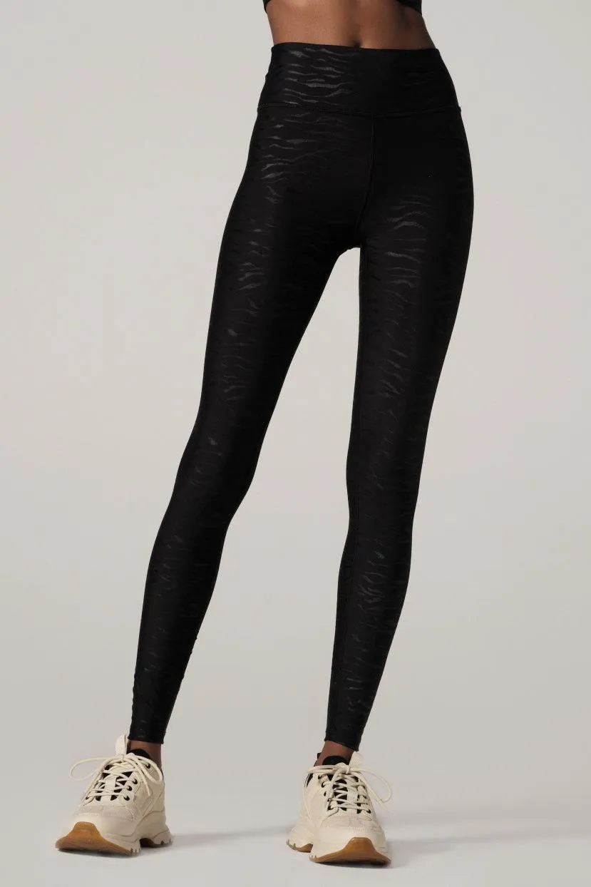 Modern Performancewear Chic And Relaxed Wear It To Heart Tiger Emboss Black High Waist Legging