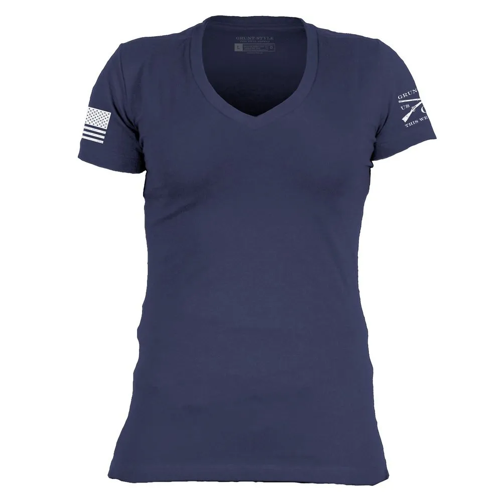 Relaxed Armhole Cut Basic T-Shirt Women's V-Neck - Future Dusk