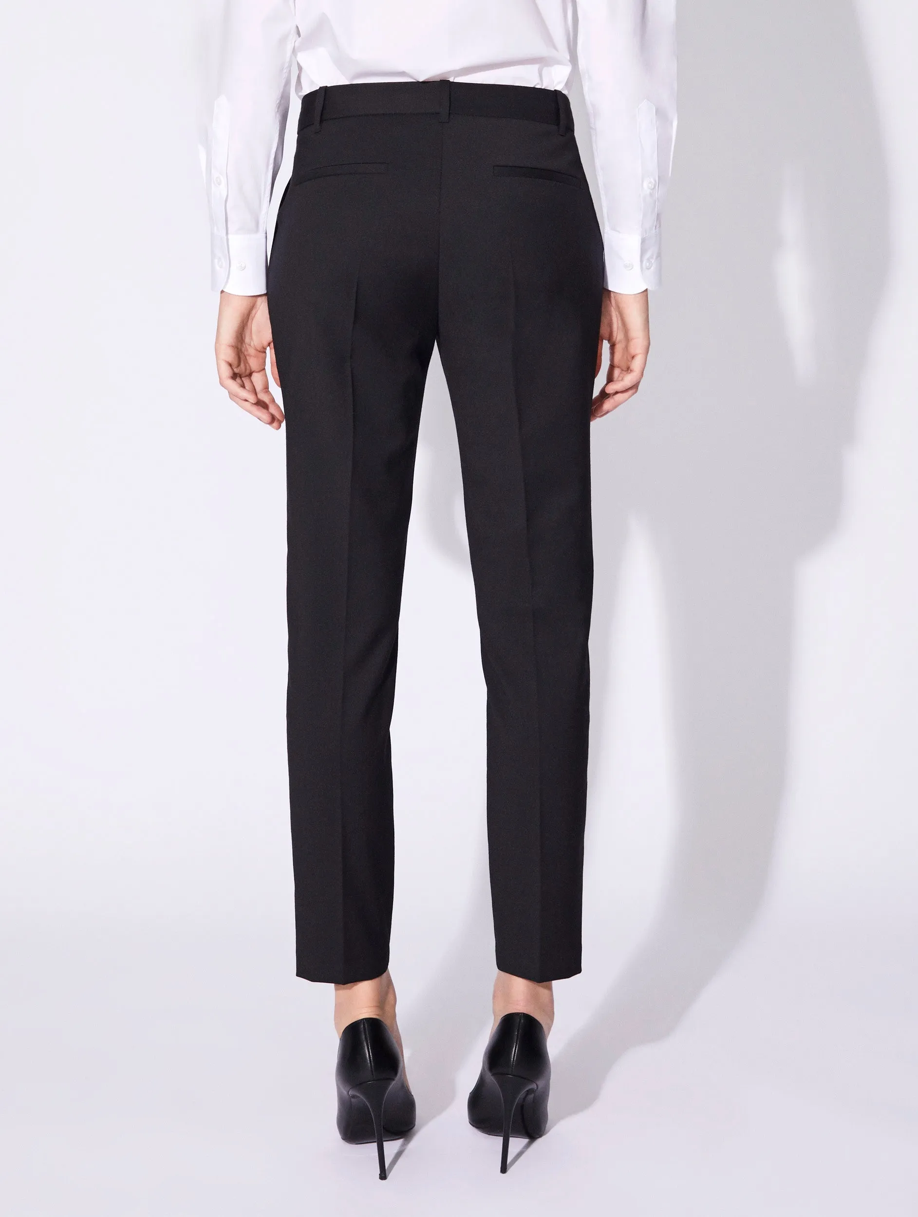 Black stretch wool Roxy suit trousers DurableConstruction Anti Pilling Treatment