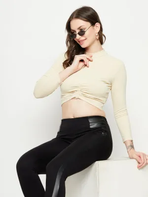 QuickRelease Closures Madame Beige Drawstring Crop Top