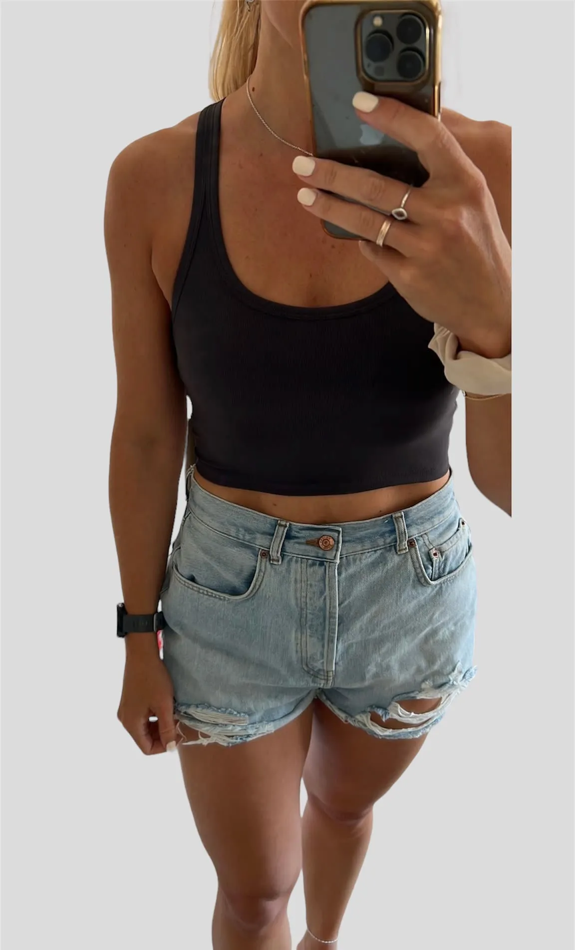 Body-Shaping Fit Dark Grey Long Line Ribbed Bra Top
