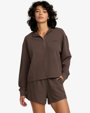 Glory Waffle Half Zip Sweatshirt - Brown Bear Beach Cover Casual Fit