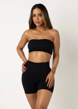 MULTIWAY SEAMLESS BANDEAU - BLACK High neck seams