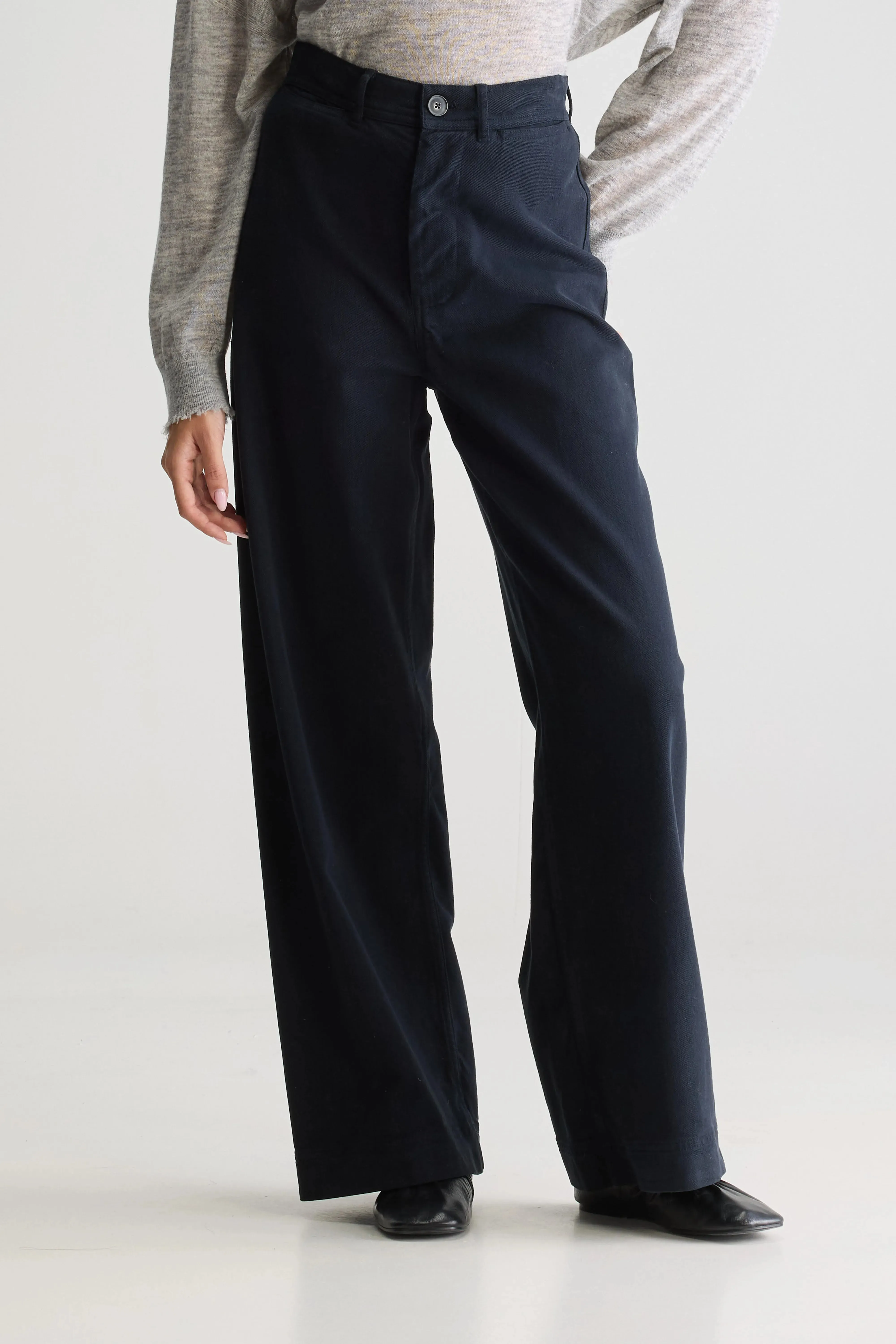 Lottie wide trousers (252 / W / NAVY) WrinkleResistantMaterial Thermal Regulating