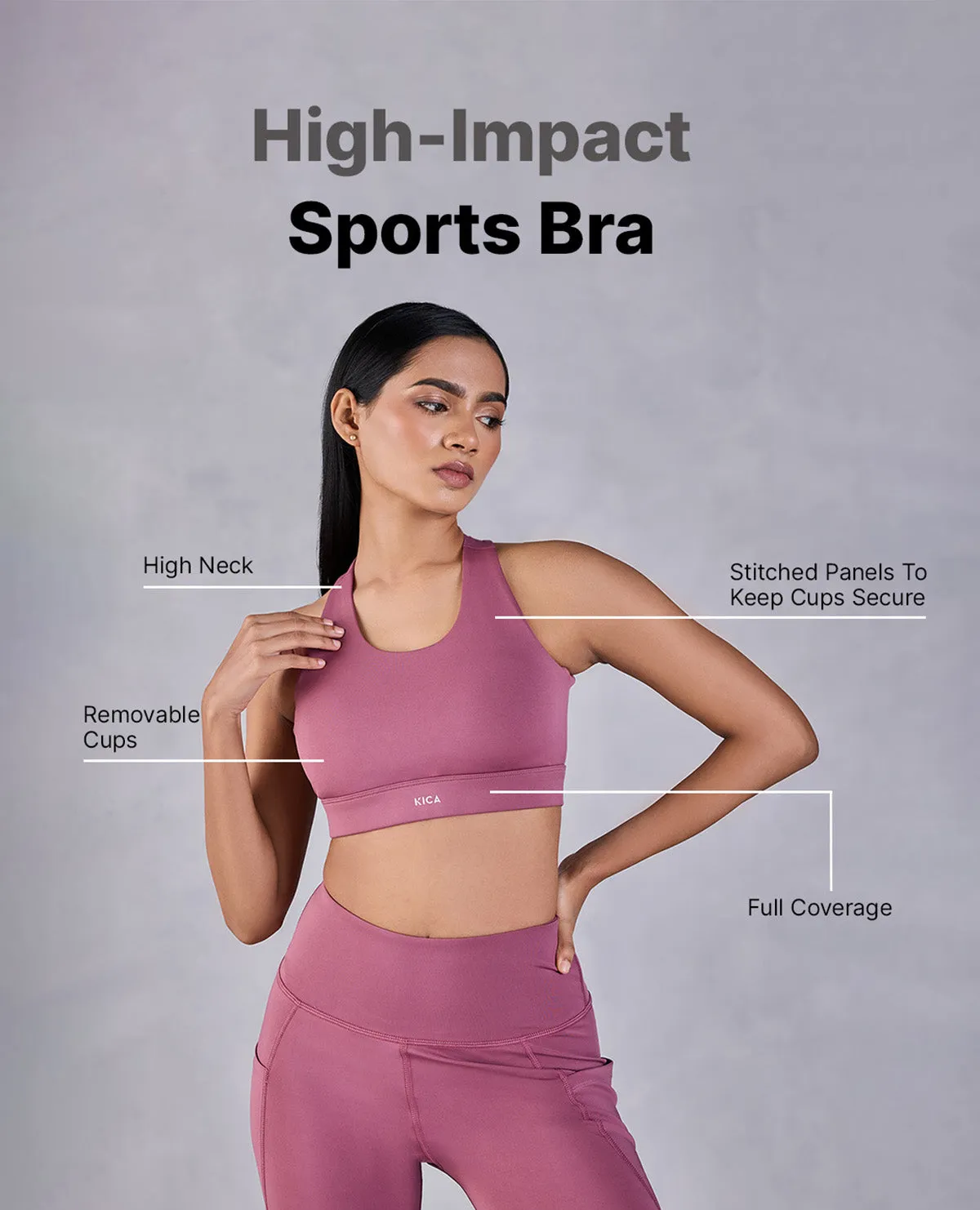 High Impact & Full Coverage Crostini Sports Bra Durable Band Easy Wear