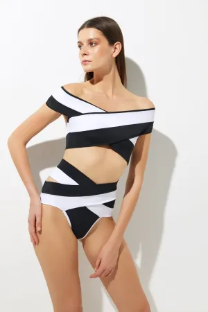 Lucette Double B&W Tagless Design High Coverage Cutouts