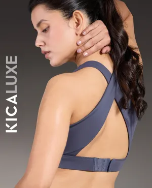Luxe Crostini Full Coverage And High-Impact Sports Bra Grey Gym members Black fitness clothes