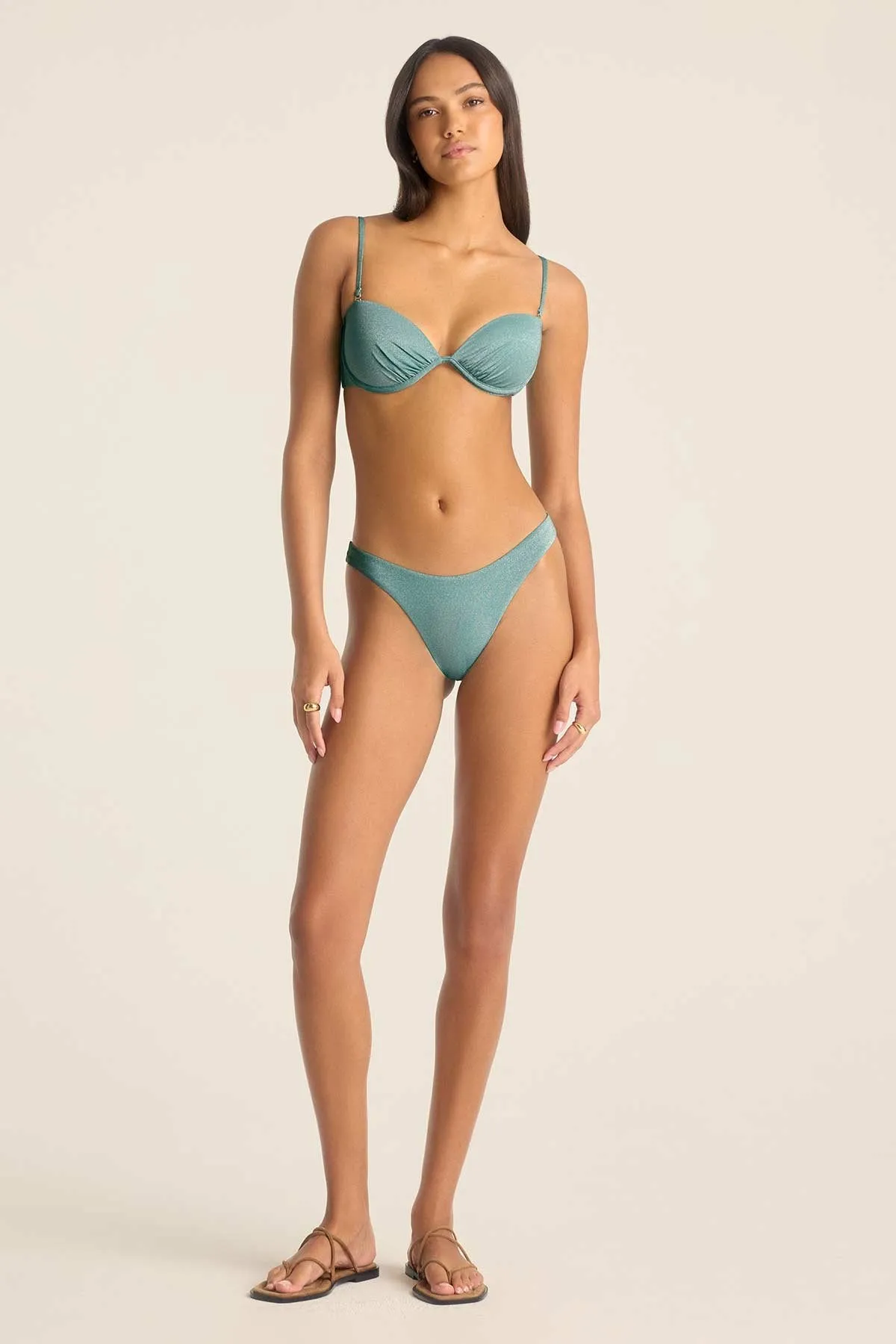 Quick Dry Technology Mabel Underwire Bandeau Top - Aqua Metallic