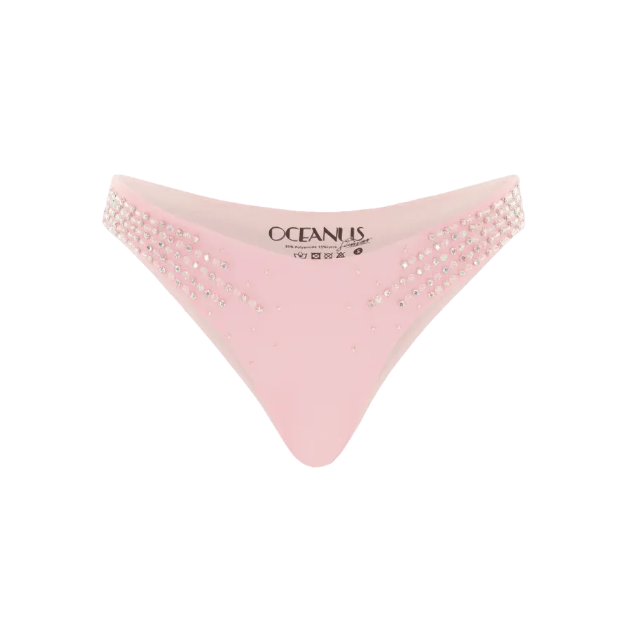 Anti Slip Trim Comfort Fit Lining Ophelia Crystal Summer Bikini Bottoms Pink