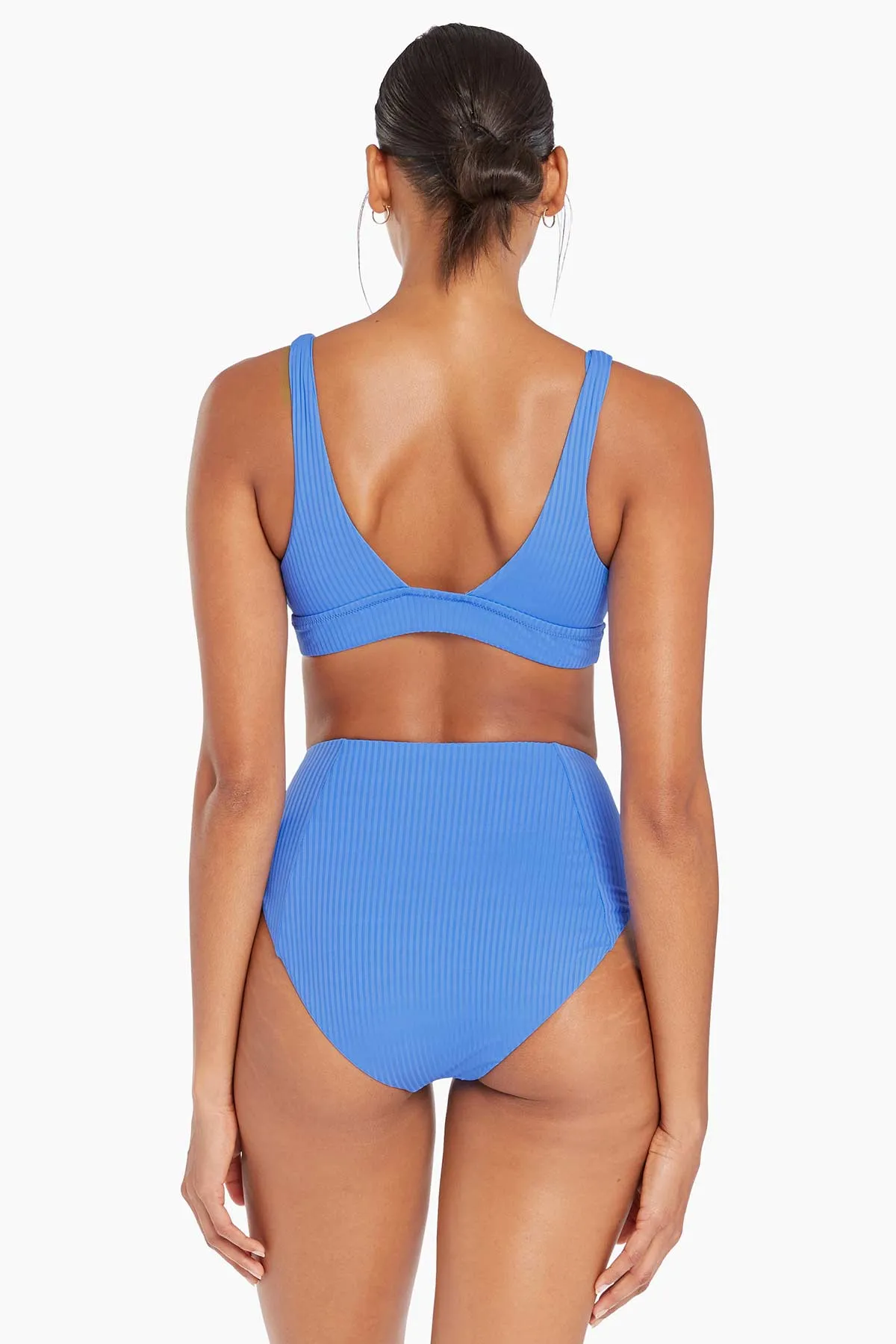 Sienna High Waist Full Cut Bottom - Cornflower Blue EcoRib Quick Dry Elastic Band