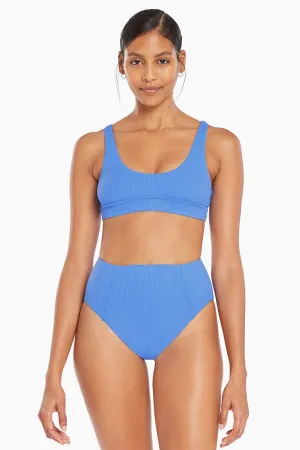 Sienna High Waist Full Cut Bottom - Cornflower Blue EcoRib Ergonomic Contour Design