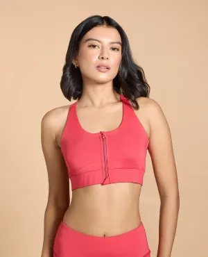 Women Mid Impact Zip Sports Bra with Removable Pads Workout clothes