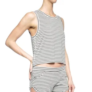 color scheme Chill By Will Zeal Striped Split Back Tank - Grey/White Stripe