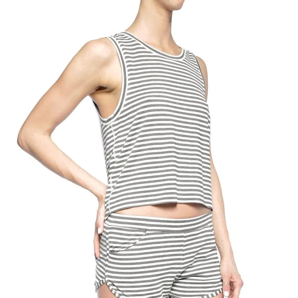 color scheme Chill By Will Zeal Striped Split Back Tank - Grey/White Stripe