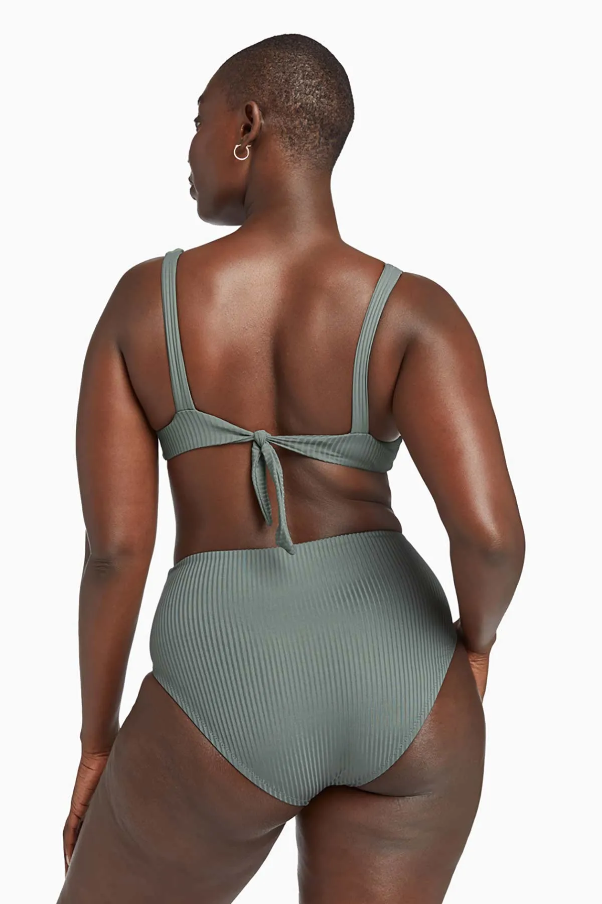 Barcelona High Waist Full Cut Bottom - Sea Green EcoRib Colorfast Fabrication