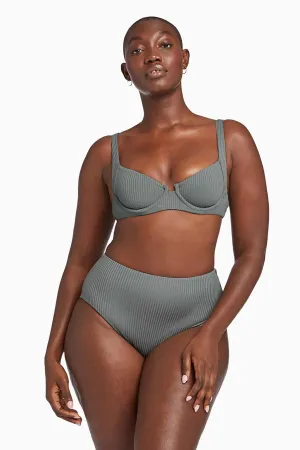 Quick Release Clasps Barcelona High Waist Full Cut Bottom - Sea Green EcoRib