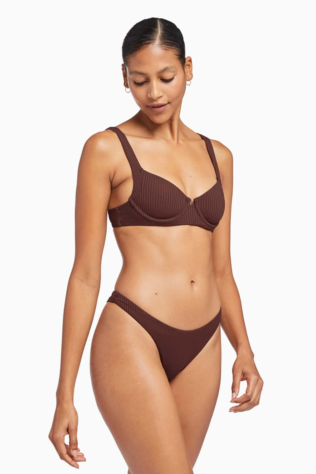 California High Leg Bottom - Chocolate EcoRib Non Chafing Edges