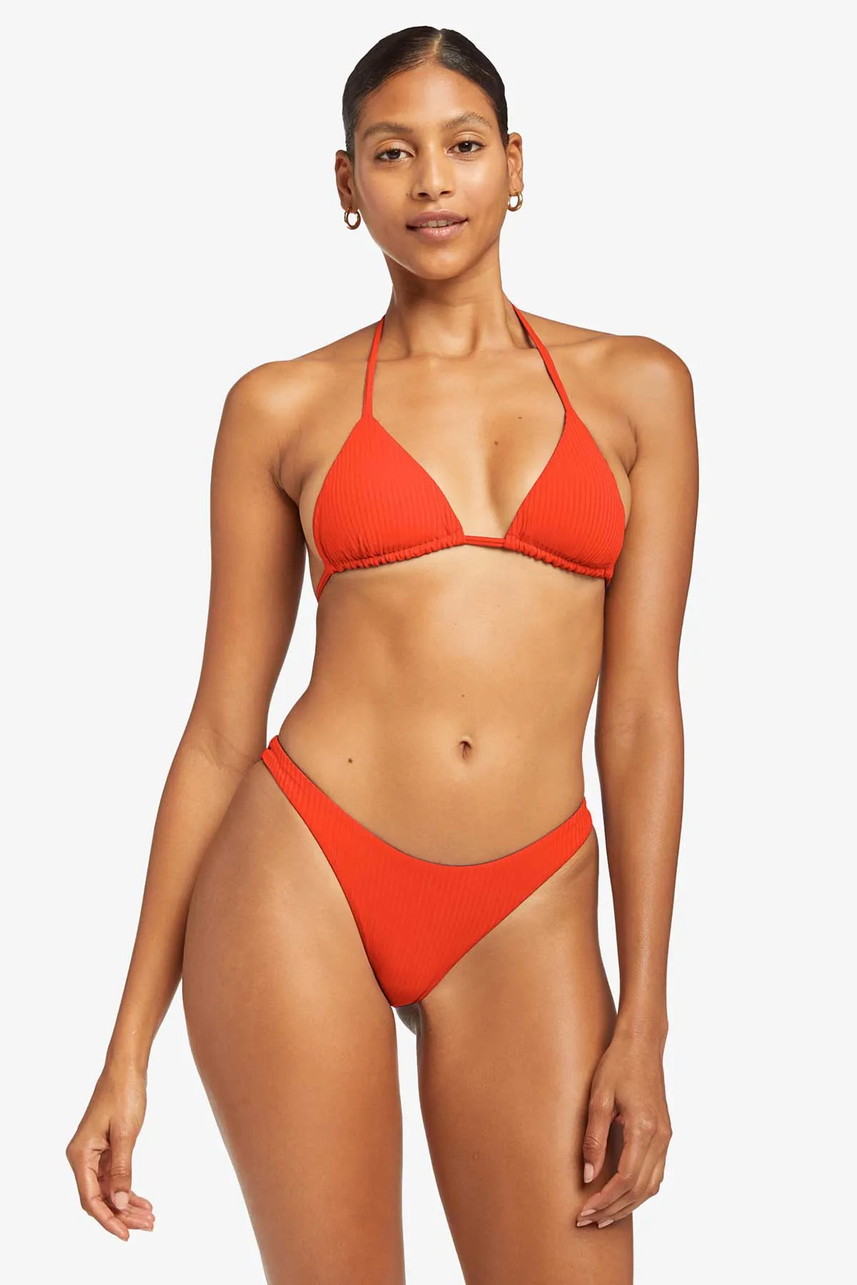Non Bulky Design Secure Back Closure Gia Triangle Top - Hibiscus EcoRib
