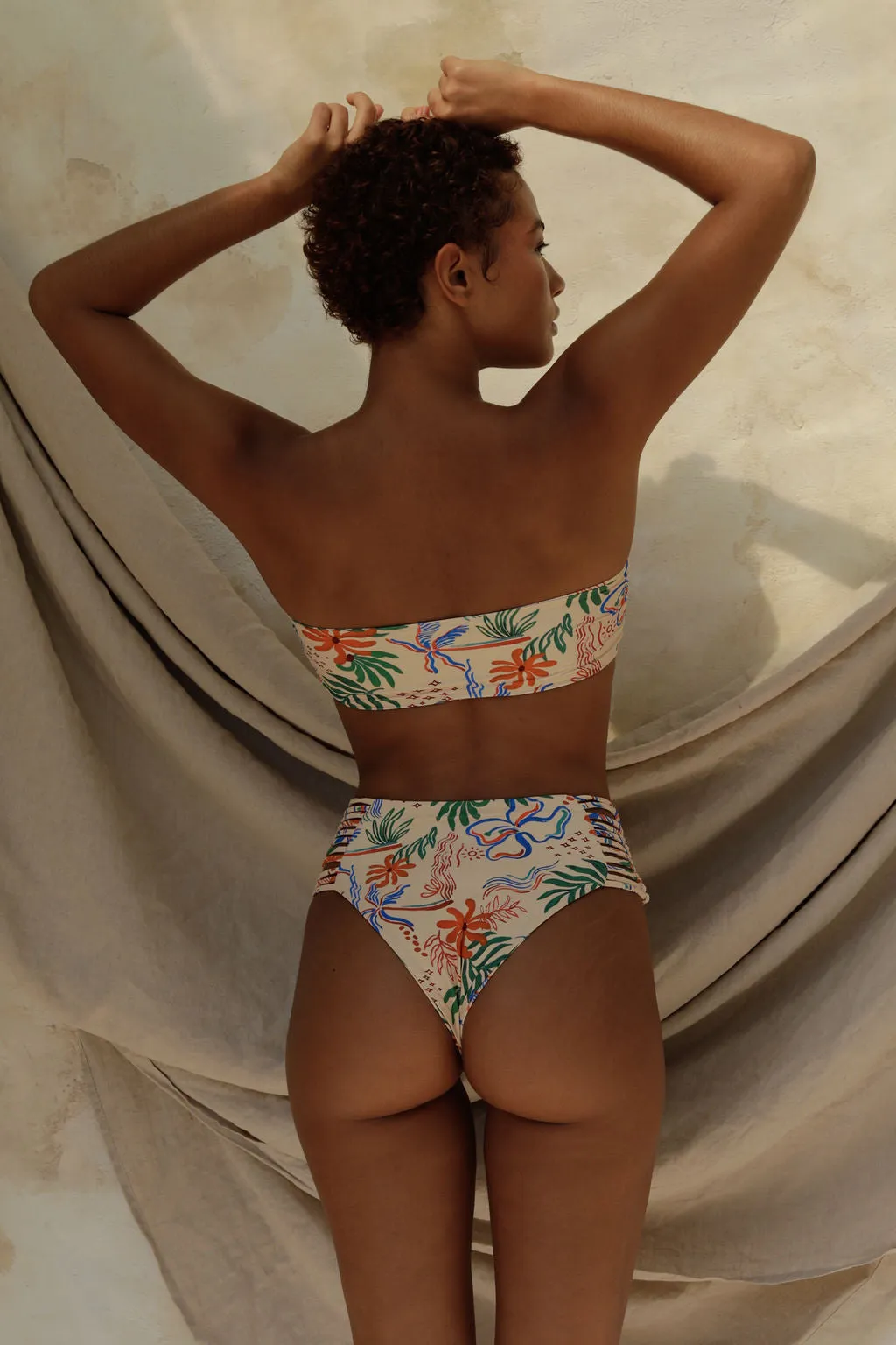 Simone Bikini Bottom - Island Hop Convertible Strap System Quick Recovery Fabric