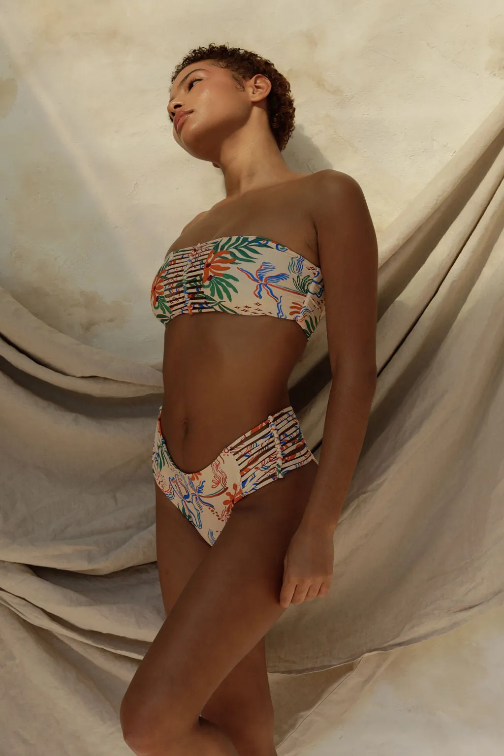 Comfortable Elastic Band Quick Release Clasps Simone Bikini Bottom - Island Hop