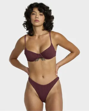 Moisture Wicking Fibers Chevy Grooves 90's Underwire Bikini Top - Redwood