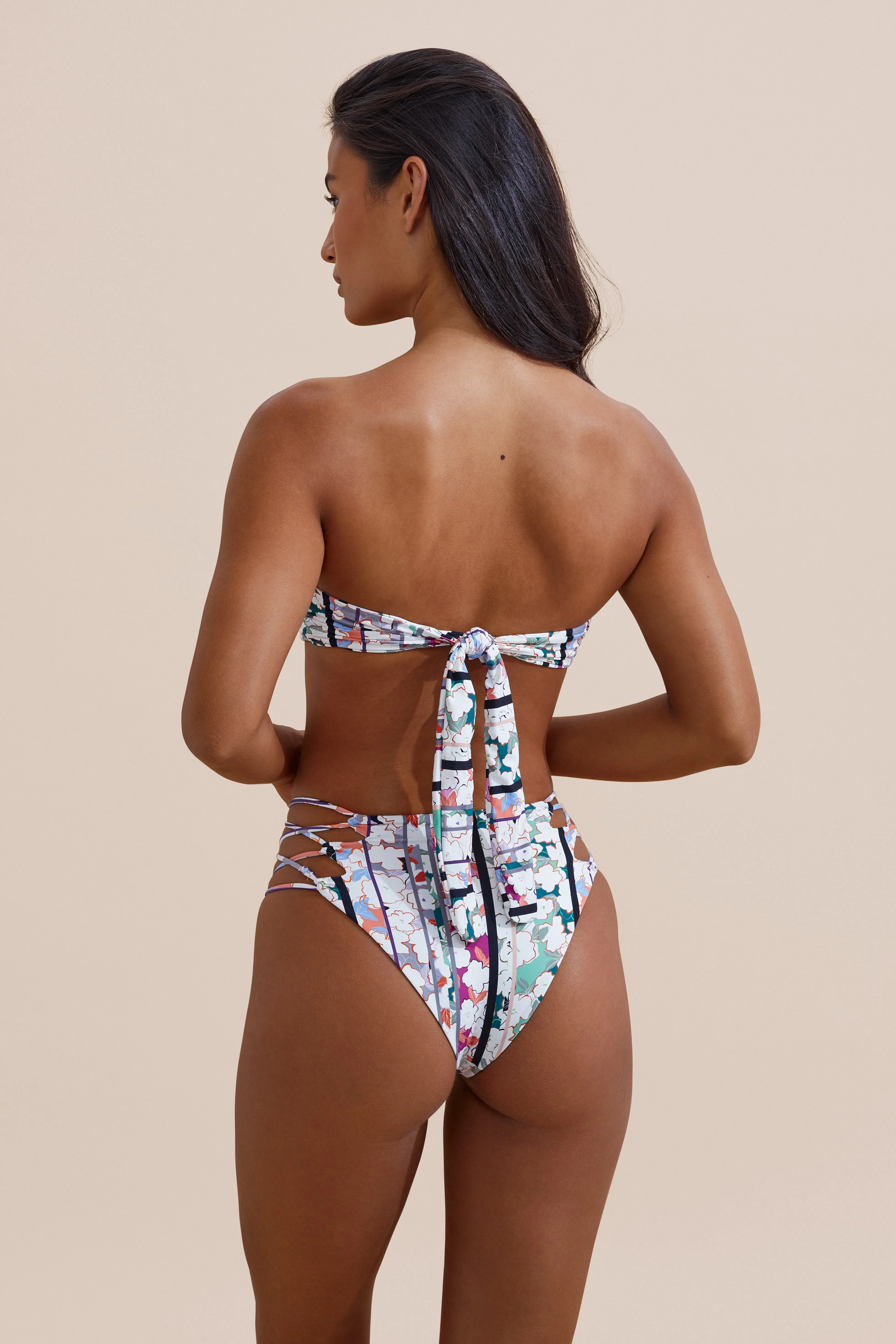 Moisture Wicking Fabric Crisscross Back Design Theo Bikini Bottom - Origami