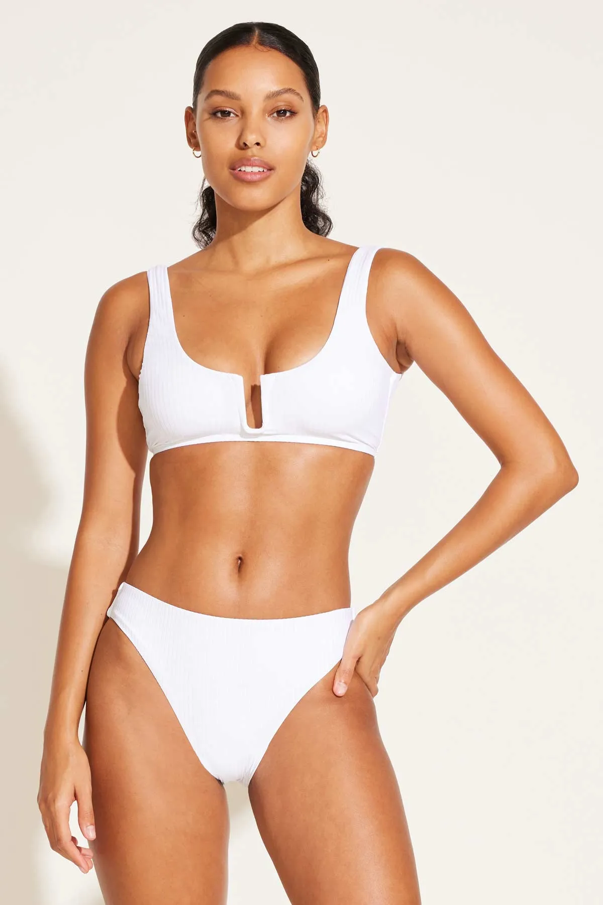 Smooth Edge Finish Odor Resistant Treatment Astrid Bralette - White EcoRib BT