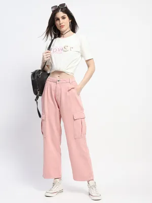 Madame Relax Fit Pink Cargo Pants Sporty Design