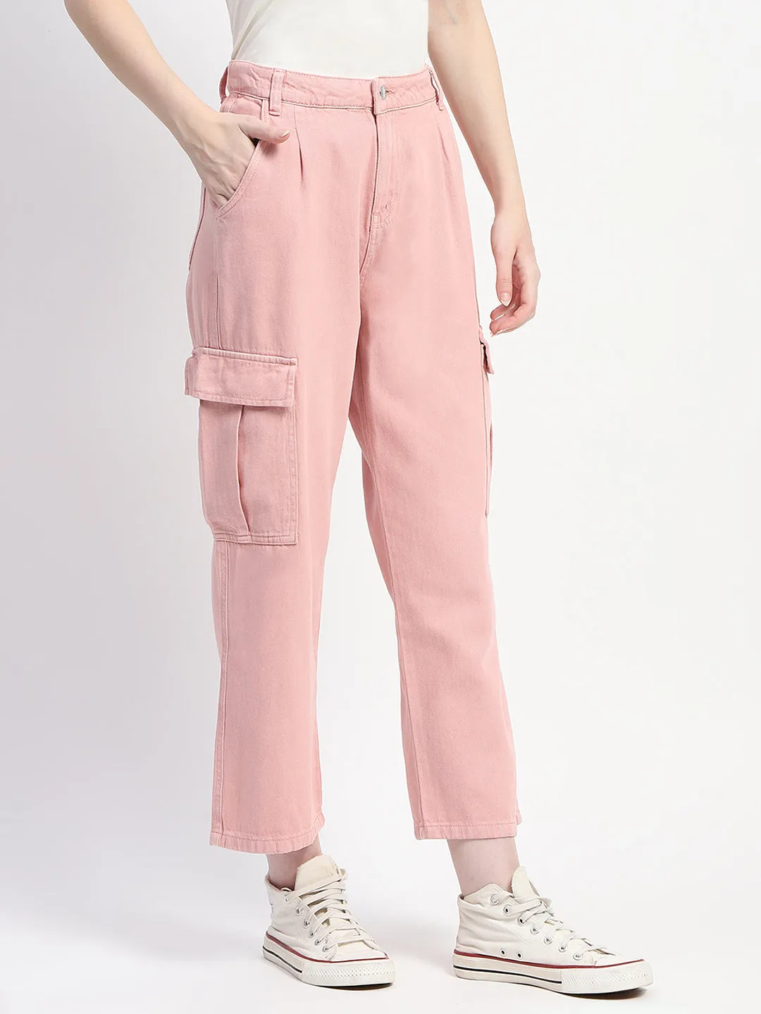 Layered Panel Design Outdoor Comfort Madame Relax Fit Pink Cargo Pants