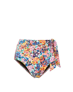 Bonded Seam Technology Quick Recovery Fabric Side Tie High Waist Bottom In Painted Petals