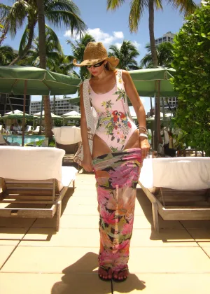 Customer-Loved Maya Scoop Back Tropical Swimsuit Pink
