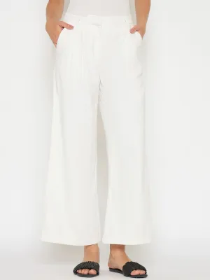Madame Wide Leg White Rayon Blend Trousers Minimal Vibe