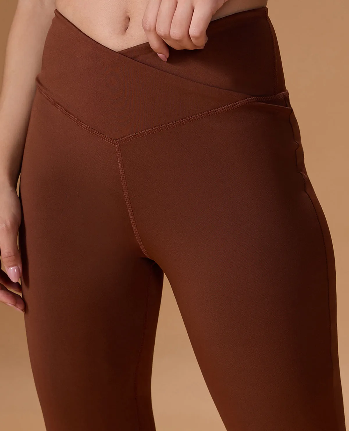 Thermal Lining Criss-Cross Flare Pants in Second SKN