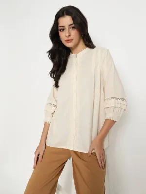 Festival Air Kind Soul Madame Striped Off-White Cotton Blend Top