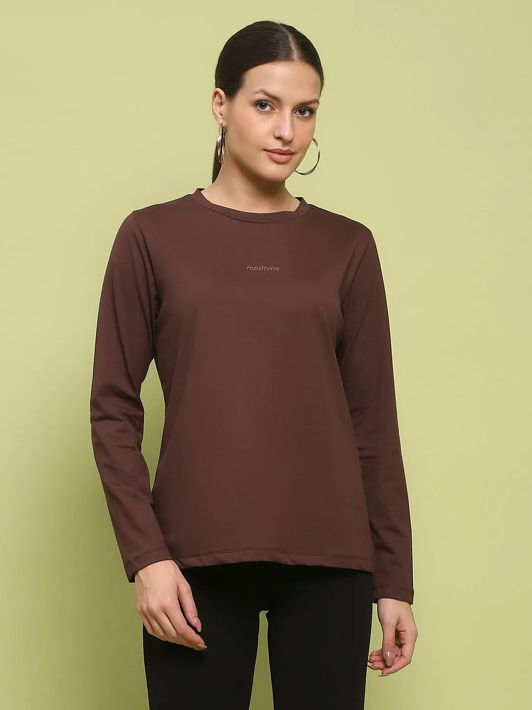 Madame Embossed Cotton Blend Coffee Brown Top SnagFree Surface