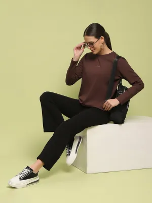 Madame Embossed Cotton Blend Coffee Brown Top Cozy Style UltraSoft Texture